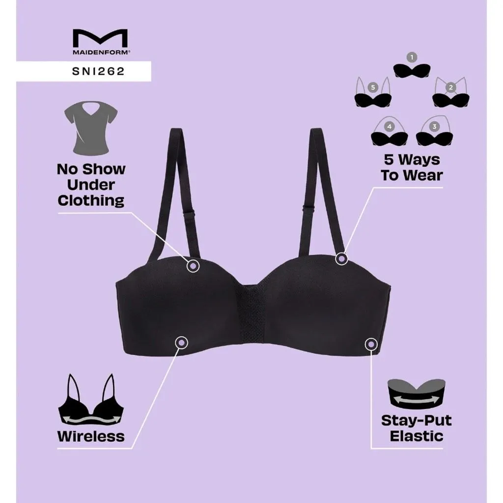 Maidenform NWT Multiway Wireless Bra Strapless Wear 5 Ways Mauve No Slip No Show - Image 6