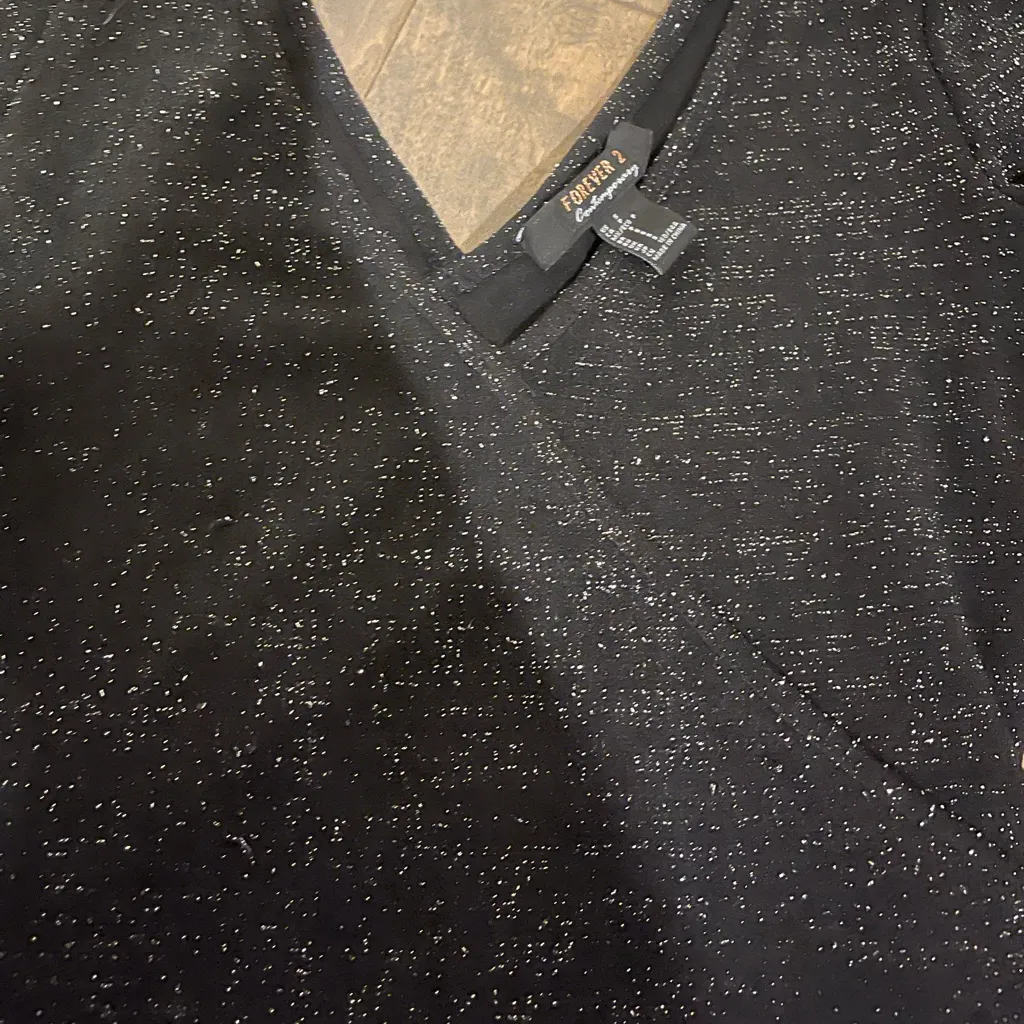 FOREVER21 SPARKLY BLACK V CUT  BODYSUIT S - Image 5