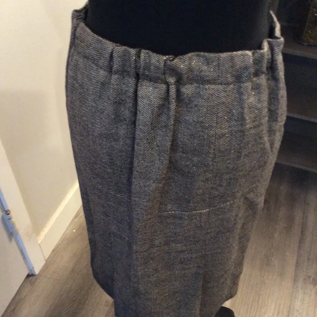 Virgin Wool Silk Pencil Skirt VNC Italy Made Cadean Size Medium M Gold Fiber - Image 4