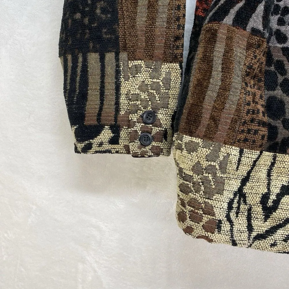 Ala Carte patterned jacket blazer patchwork‎ animal leopard upholstery Sz Large - Image 4