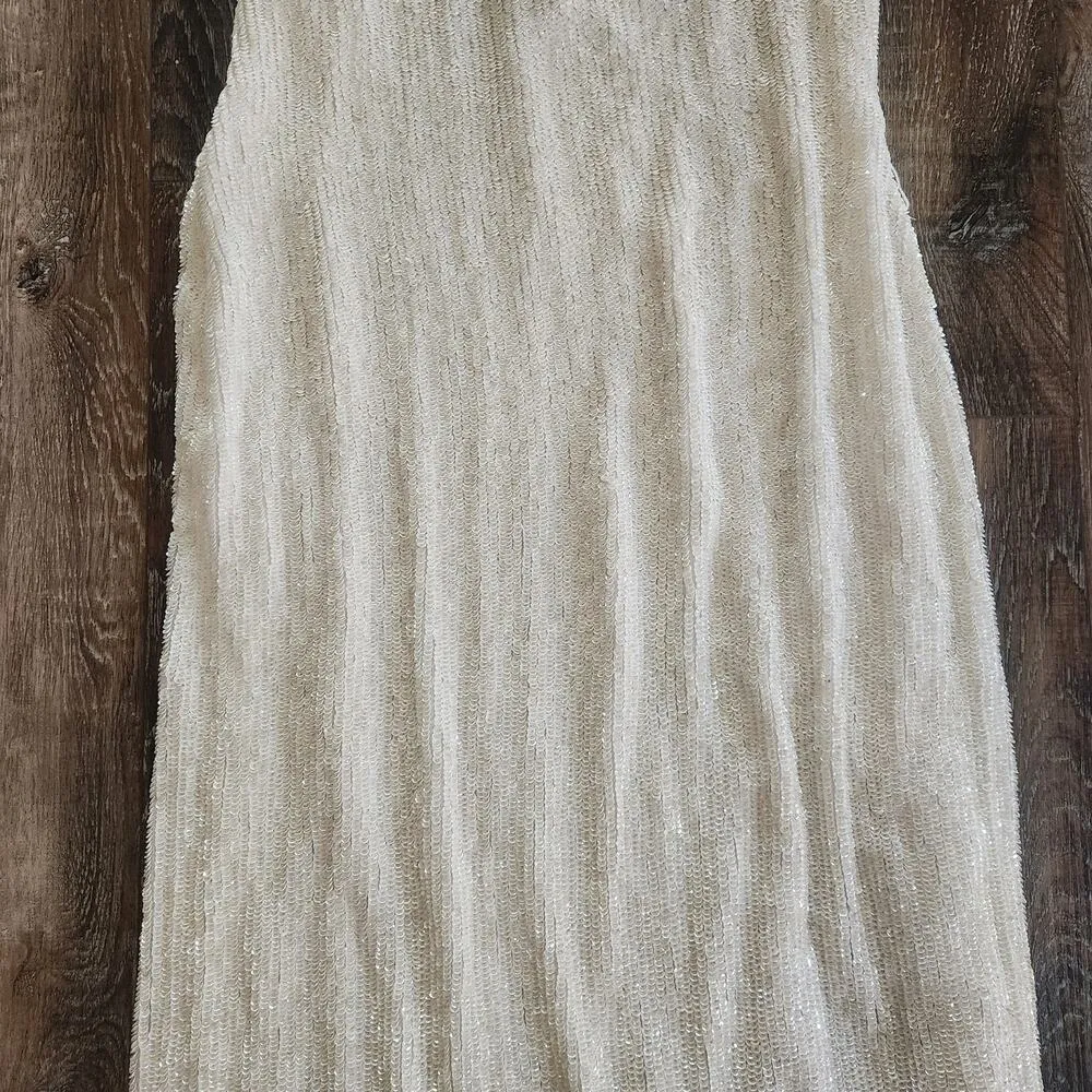 Retrofete Rebecca Sequin Maxi Dress in White Size Medium NWT Sleeveless - Image 9