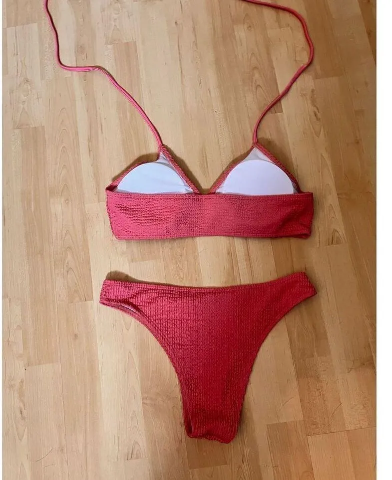 SOLY HUX Spaghetti Strap Bikini Bathing Suit 2 Pc Swimsuit L Pink Size undefined - Image 2