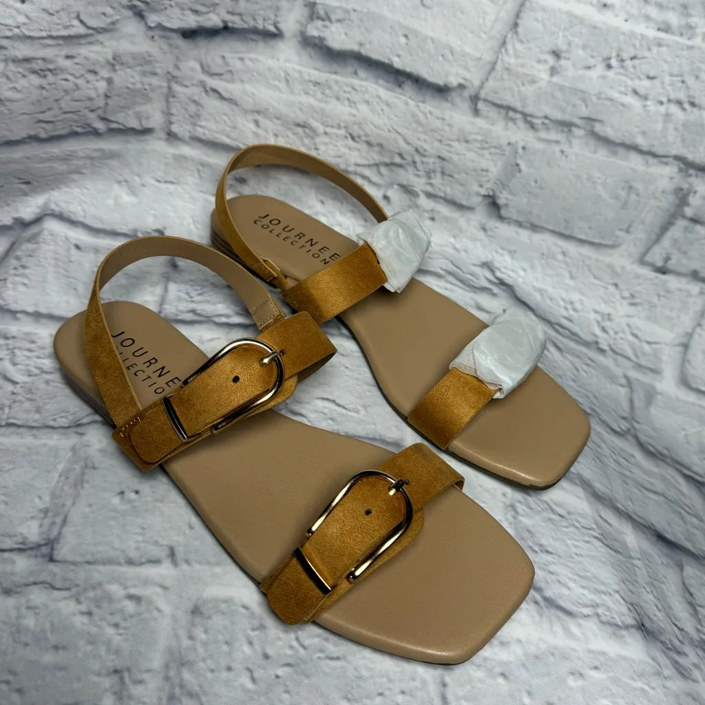 Journee Collection Tan Buckle Sandals - Image 2