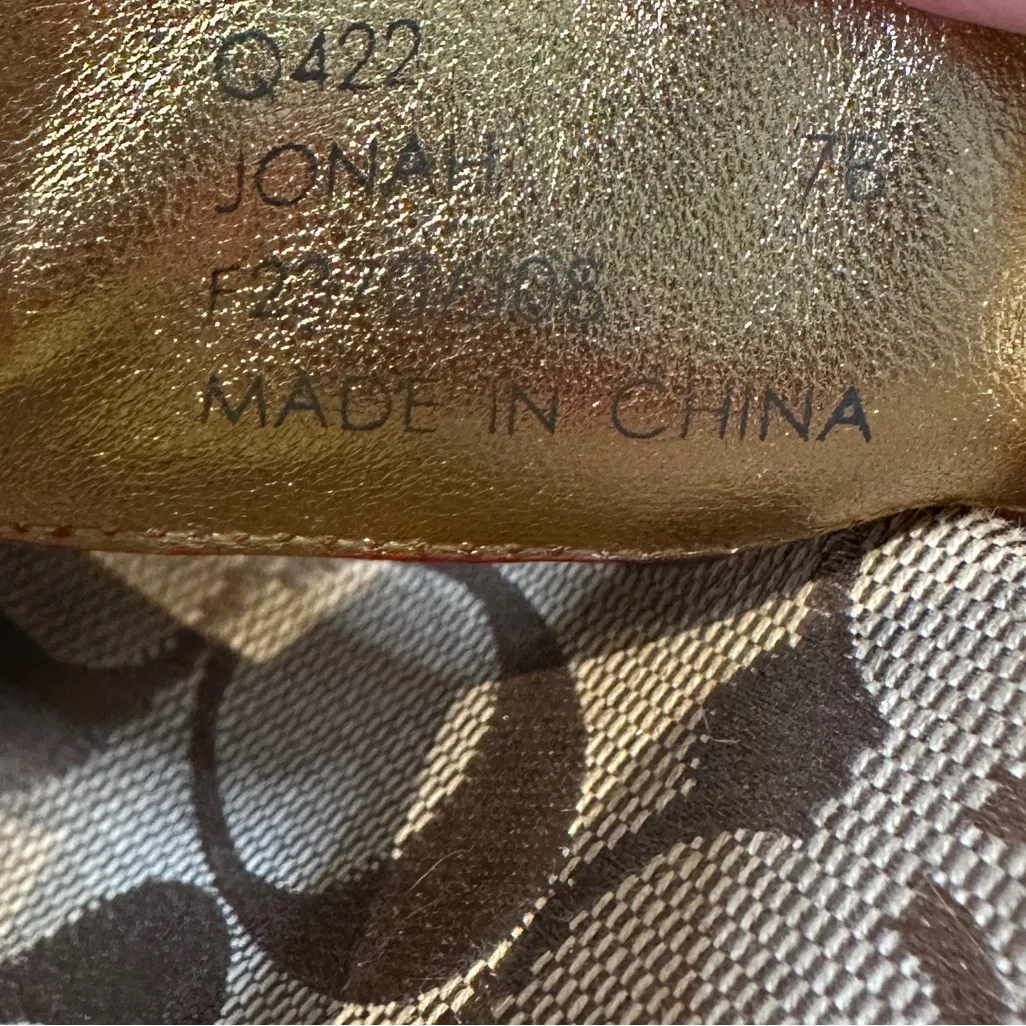 Coach‎ Jonah  Leather Wooded Wedge Sandals Women' s Orange Gold sz 7B - Image 10