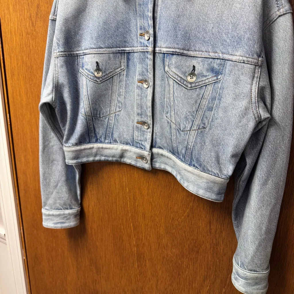 NEW Rag & Bone Miramar Cropped Trucker Jacket Tulip Blue XS - Image 7