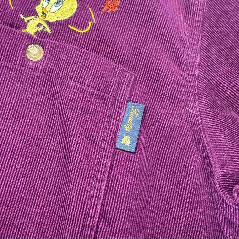 Purple vintage corduroy looney tunes, tweety shirt - Image 4