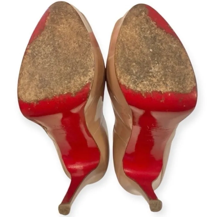 Christian Louboutin Lady Peep Toe Nude Platform Heel Sz 36 - Image 7
