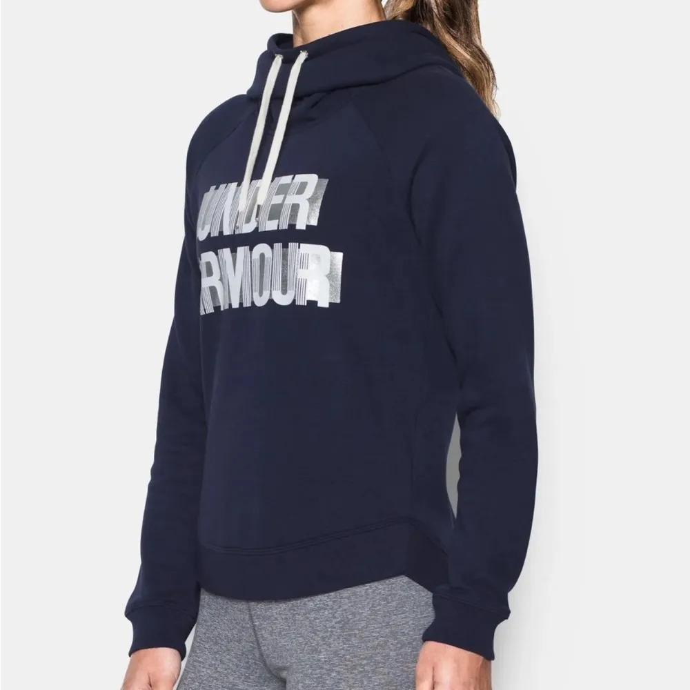 Under Armour Funnel-Neck Fleece Hoodie Navy Blue S - Image 2