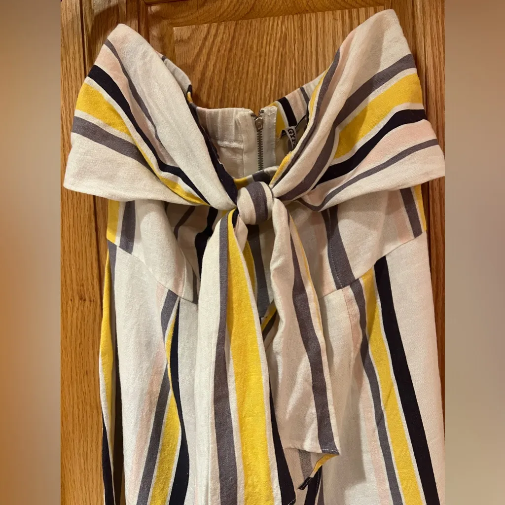 Gypsies & Moondust Striped Linen Cropped Wide Leg Strapless Jumpsuit Size 5 - Image 9