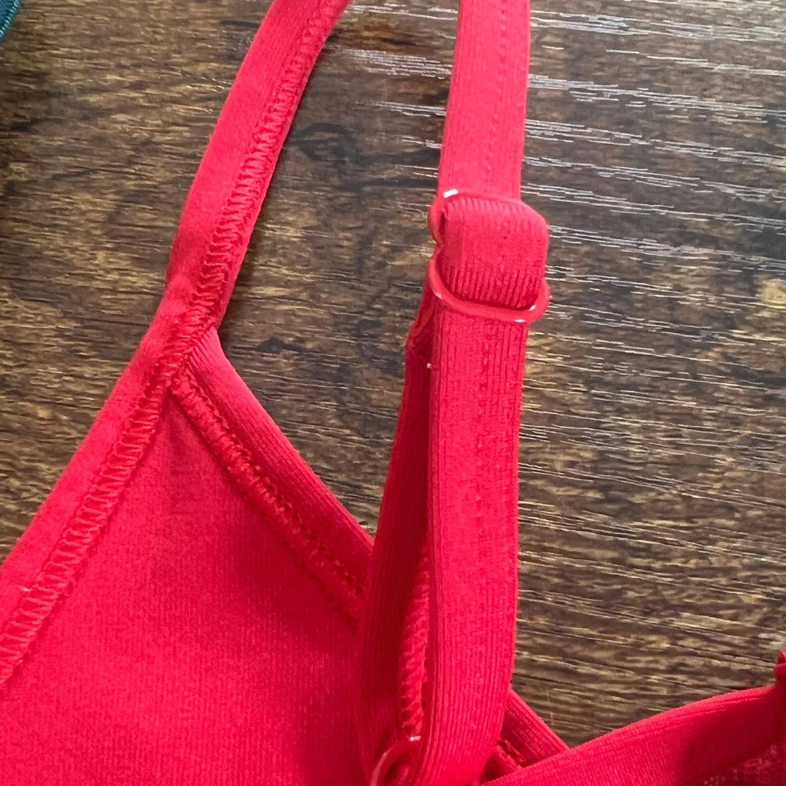 PINK Victoria's Secret Racerback Strappy Sports Bra XXS Logo Spellout Activewear Red - Image 6