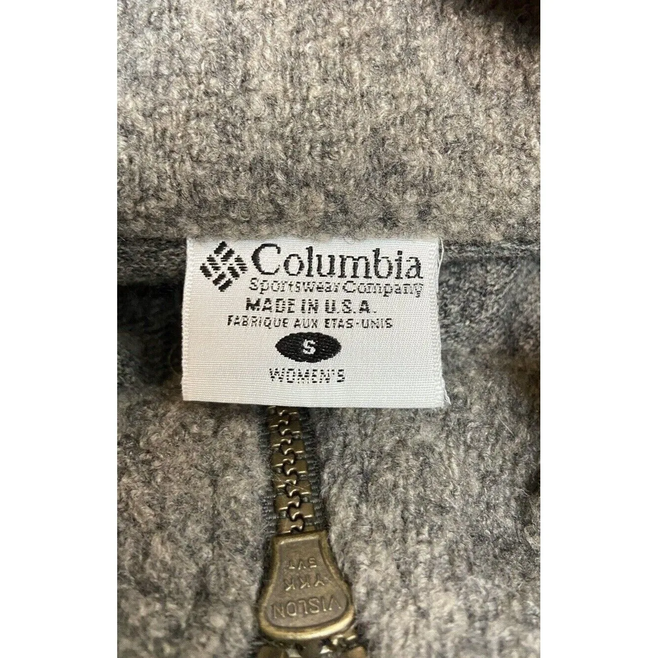 VTG Columbia Womens Small Maroon Grey Aztec Wool Fleece Zip Jacket USA 90s Y2K - Image 8