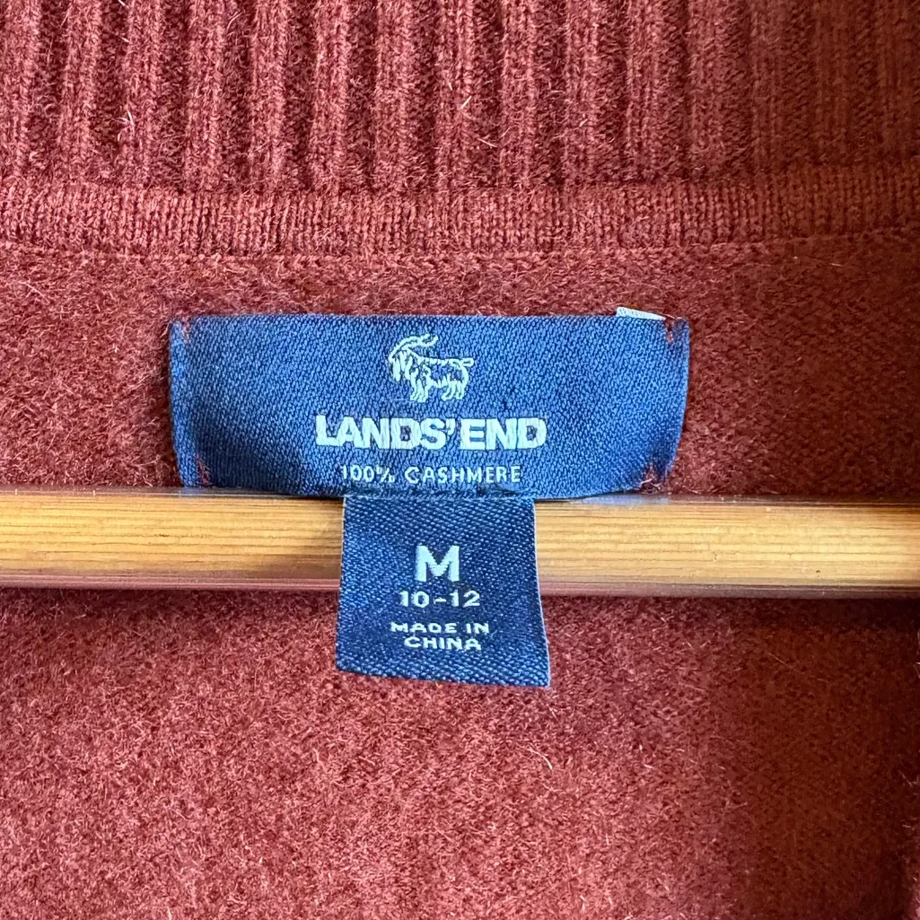 Lands End Women's Rust Cashmere Sweater Size Medium - Image 6