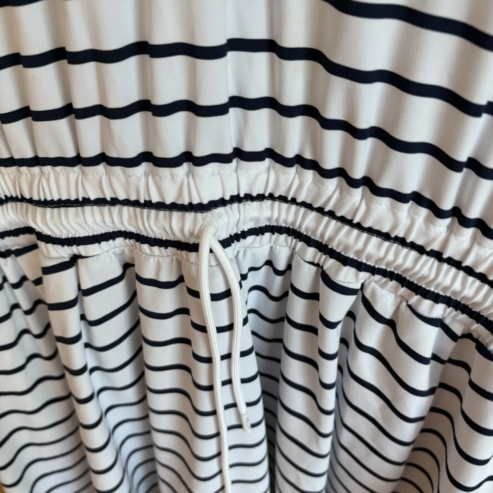 NEW Ralph Lauren RLX Airflow SS Polo Dress White Navy‎ Stripes Drawstring Med - Image 10