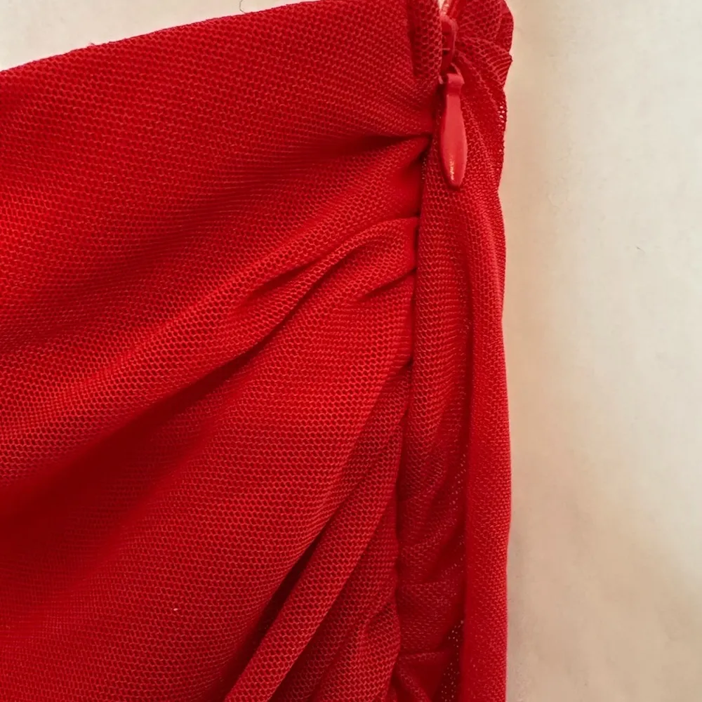 Jocasta Mini Dress in Red One Shoulder Slim Strap Size US 4 - Image 10