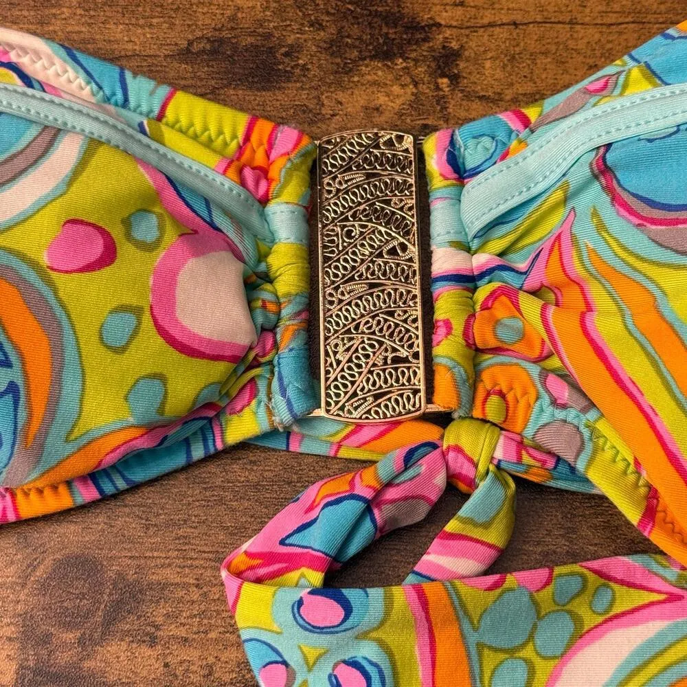 Trina Turk Cosmos Neon Print Buckle Bandeau Top size 4 - Image 3