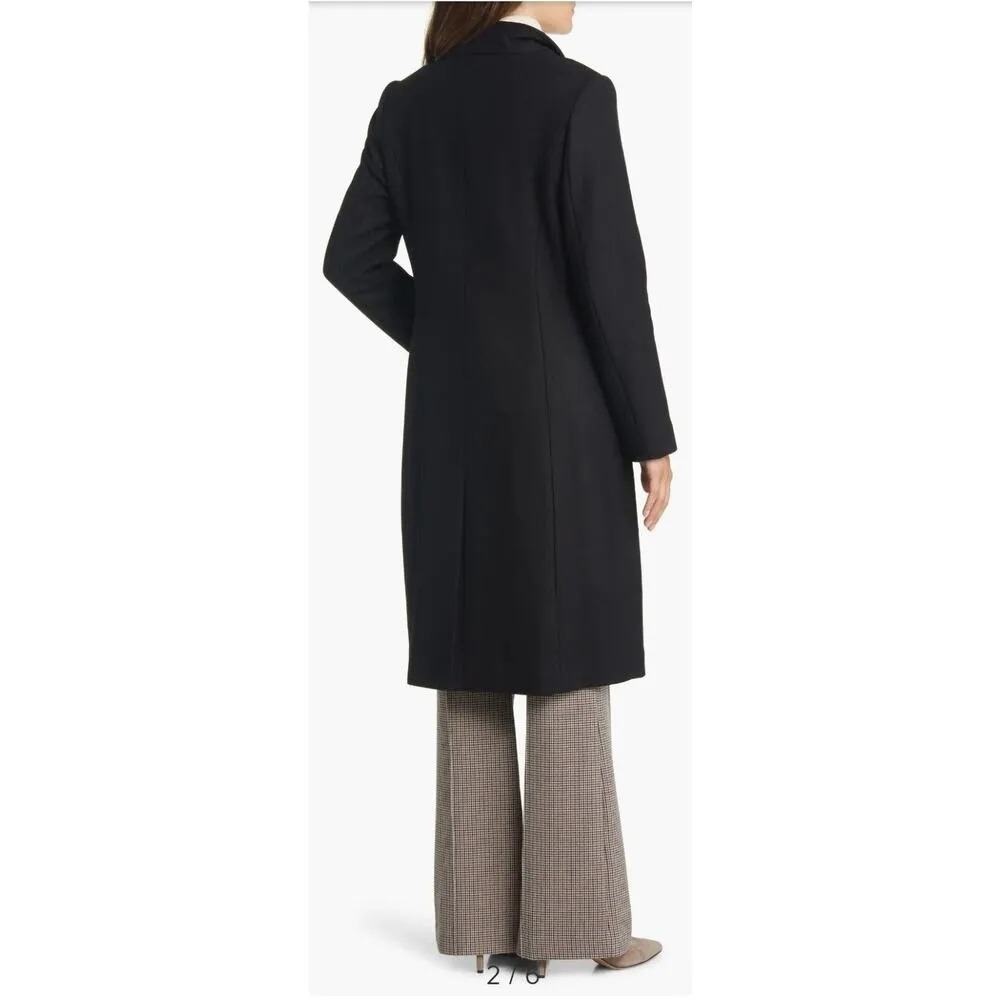 NWT $500 Cole Haan Wool Blend Full Zip Collar Coat Women's 10 Black C4 - Image 3