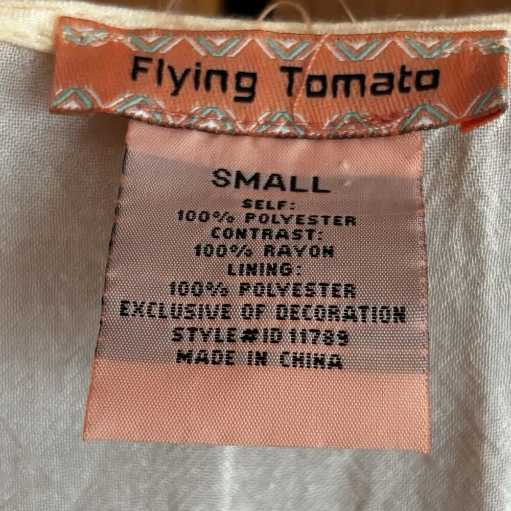 Flying Tomato Maxi Dress Women's Size Small Embroidered Blue Ivory Chiffon - Image 4