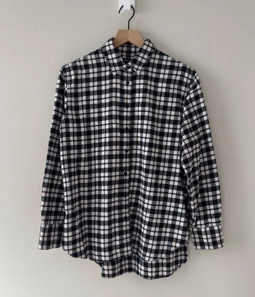 Madewell 100% Cotton Plaid Flannel Shirt Button Down Collar Long Sleeve Fall M - Image 9
