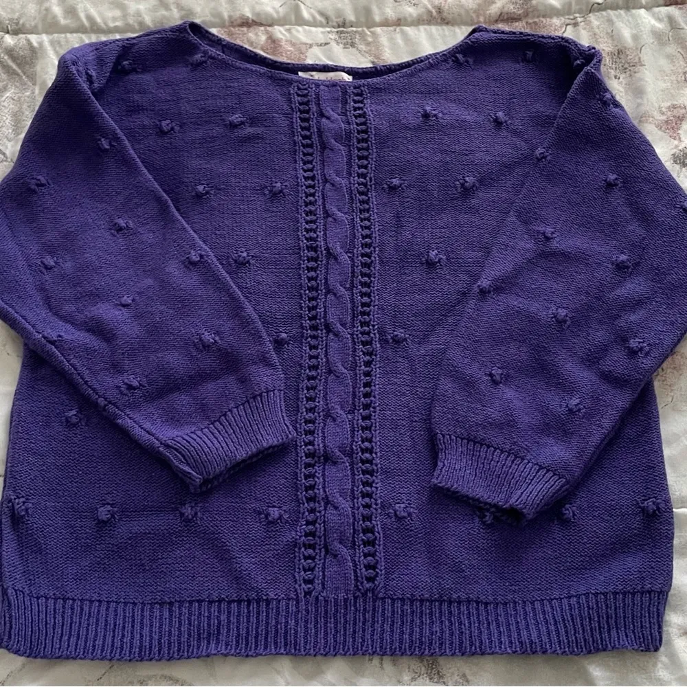 Vintage Beldoch Popper purple cable knit popcorn stitch pattern cropped sweater - Image 10