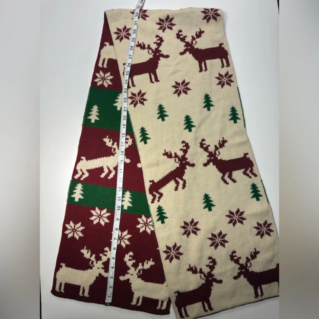 Christmas Reindeer Knit Scarf 🎄🤶🪅 Red - Image 5