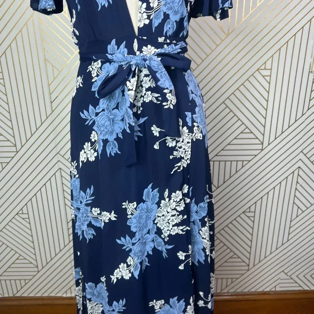Privacy Please Plaza Floral Wrap Maxi Dress Athena Blue Size‎ US XS - Image 5