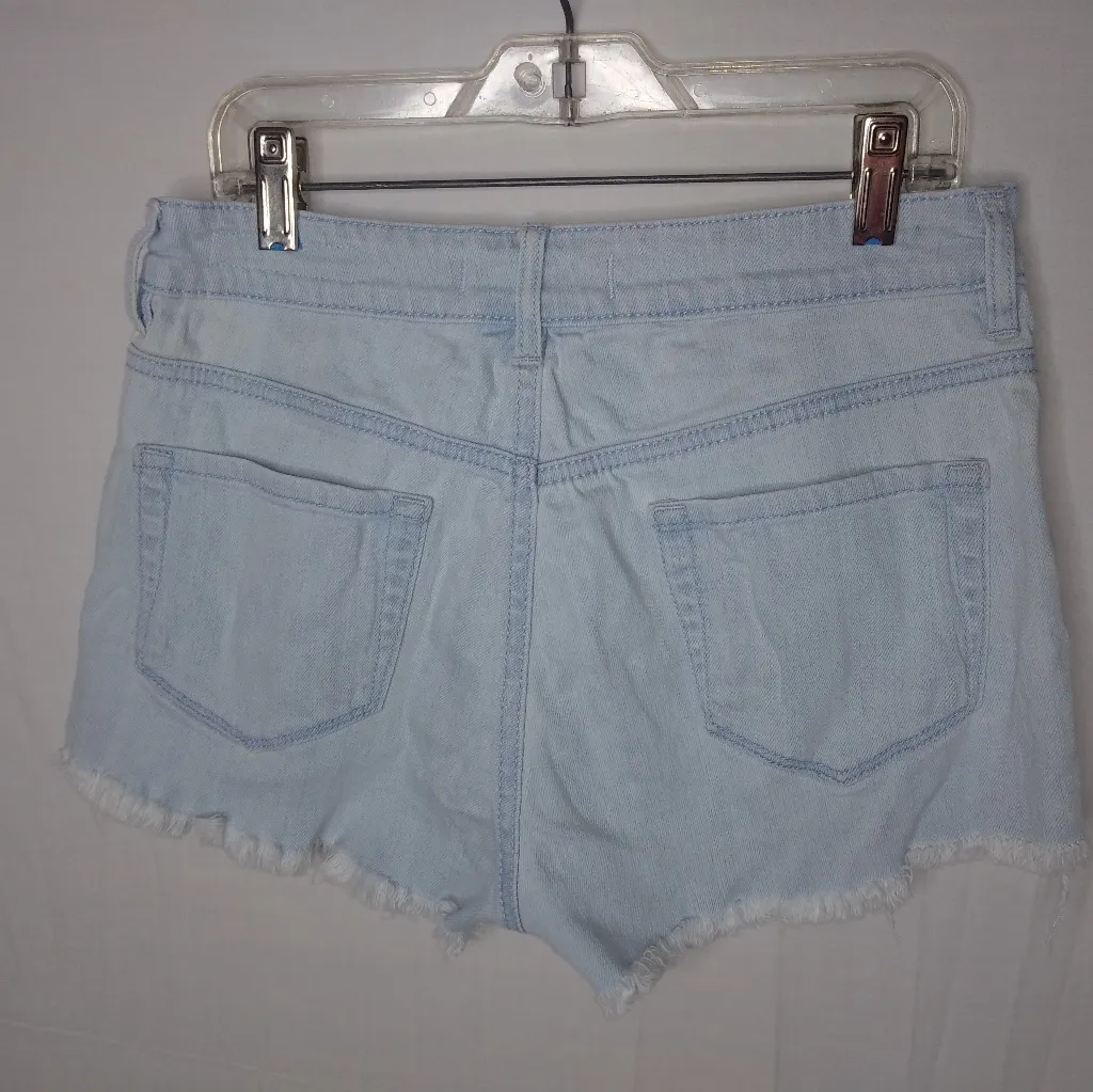 Bullhead 7 High Rise Lace Trim Light Wash 90s Jeans Shorts Blue Size undefined - Image 4