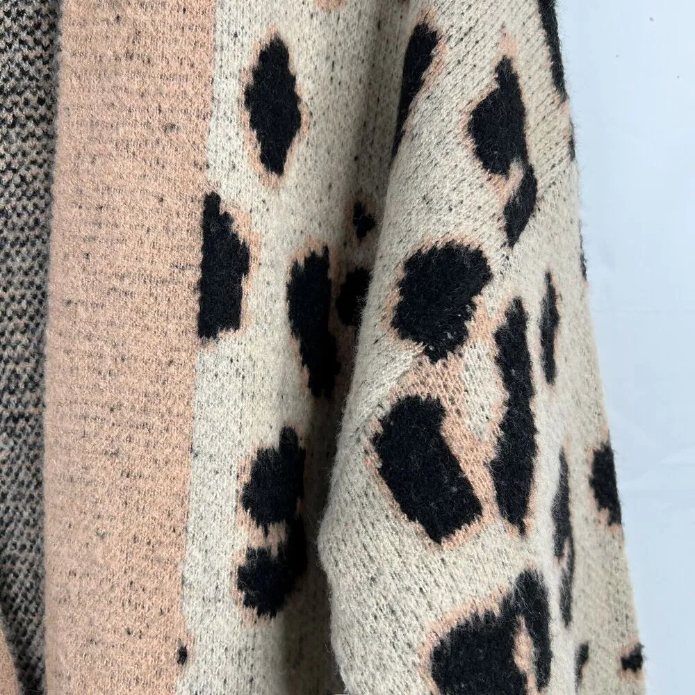4Sienna Size L Cardigan Sweater Leopard Animal Print Open Front Knit Soft Casual Size L - Image 5