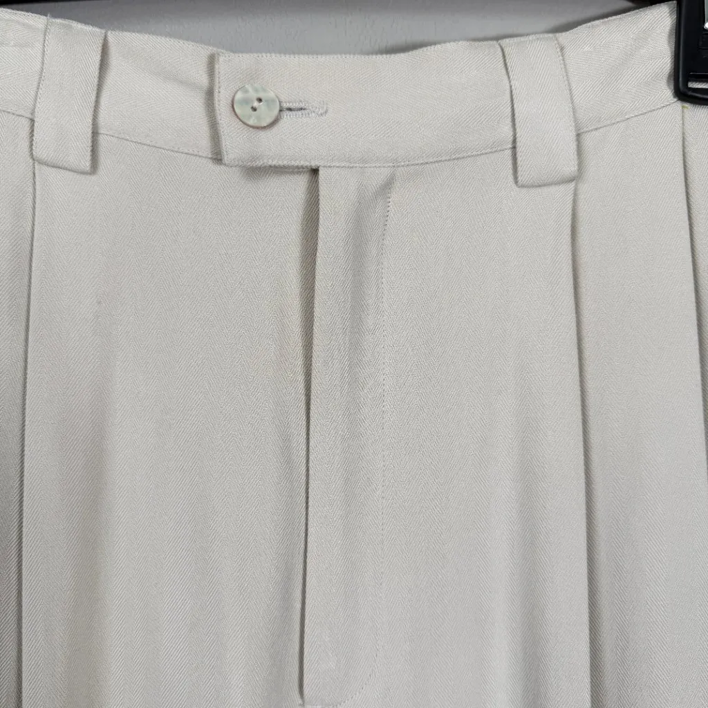 Vintage Tommy Bahama 100% Silk Pleated Cuffed Trouser Pants Womens 12 Tan Career - Image 6