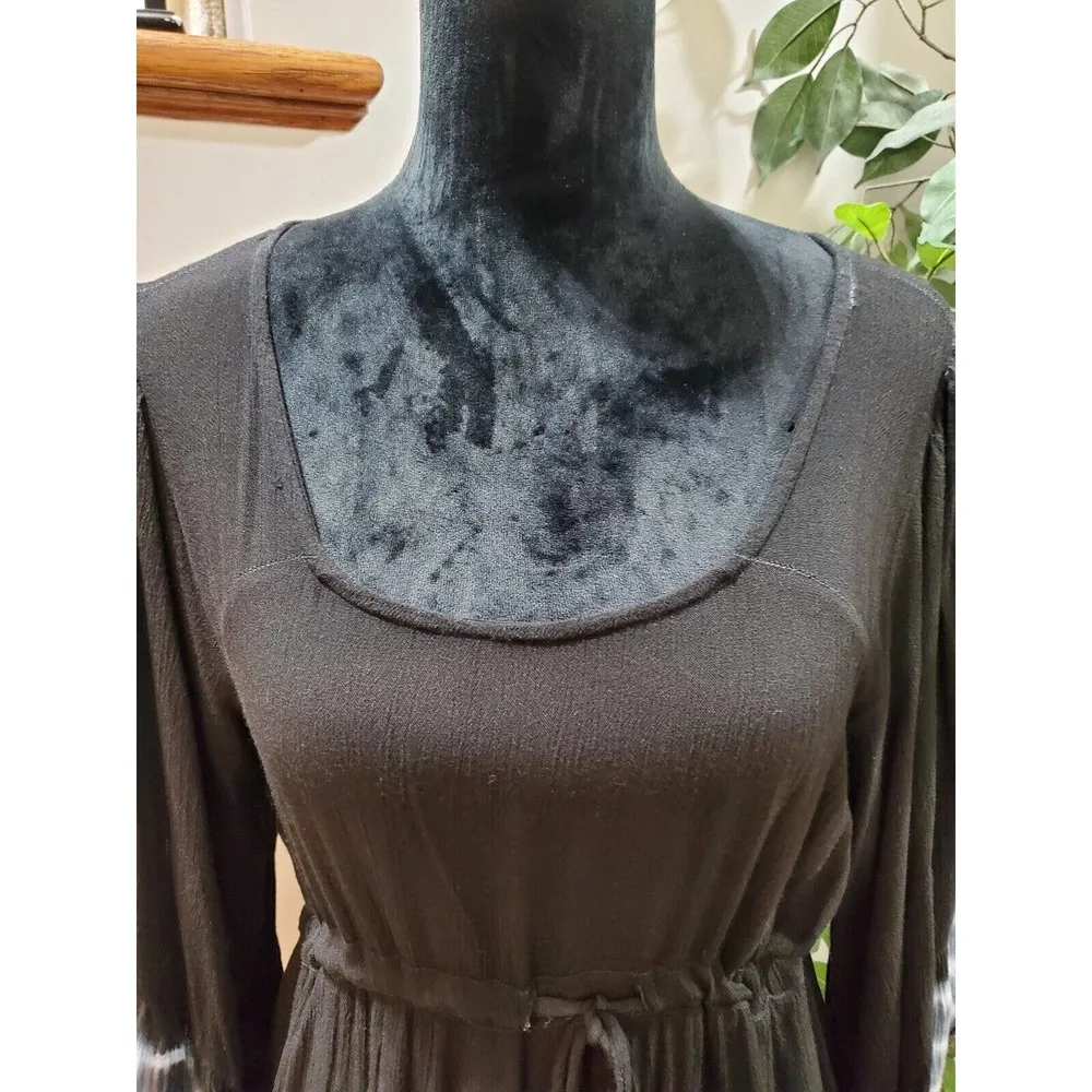 Fashion Fuse Women Black 100% Rayon Scoop Neck Long Sleeve Knee Length Dress M - Image 6