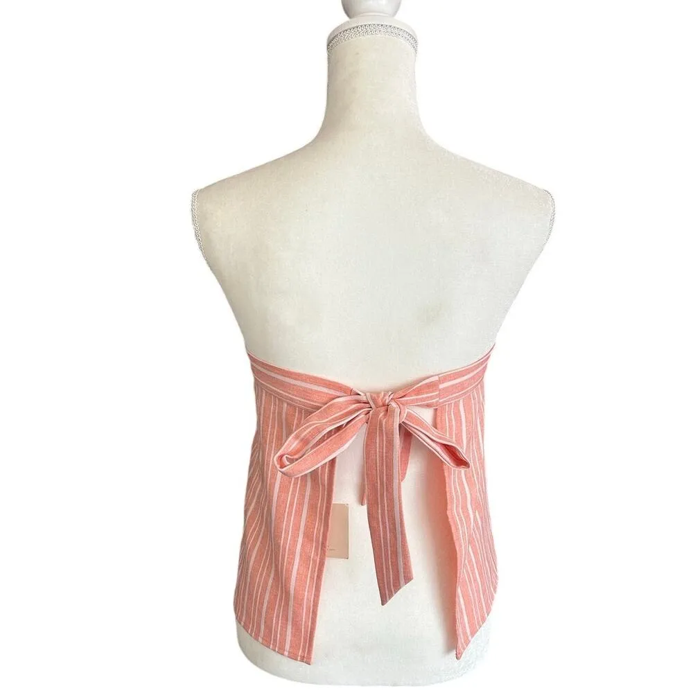 Revolve Superdown Hannah Tie Bow Back Crop Top Pink White Stripe Size Medium - Image 6