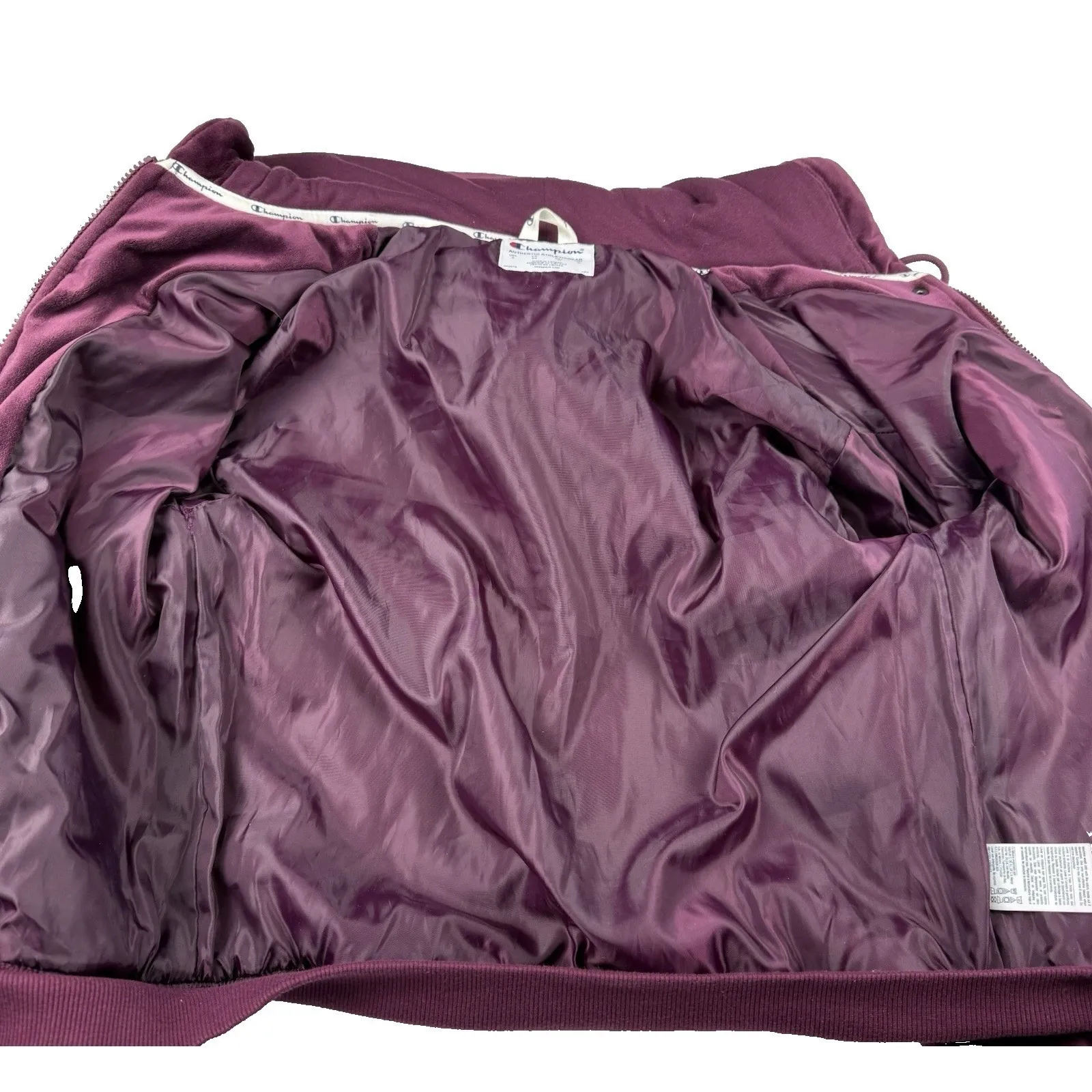 Champion Velour Puffer Jacket/Coat Women's Size‎ Small Purple Plum Streetwear - Image 5