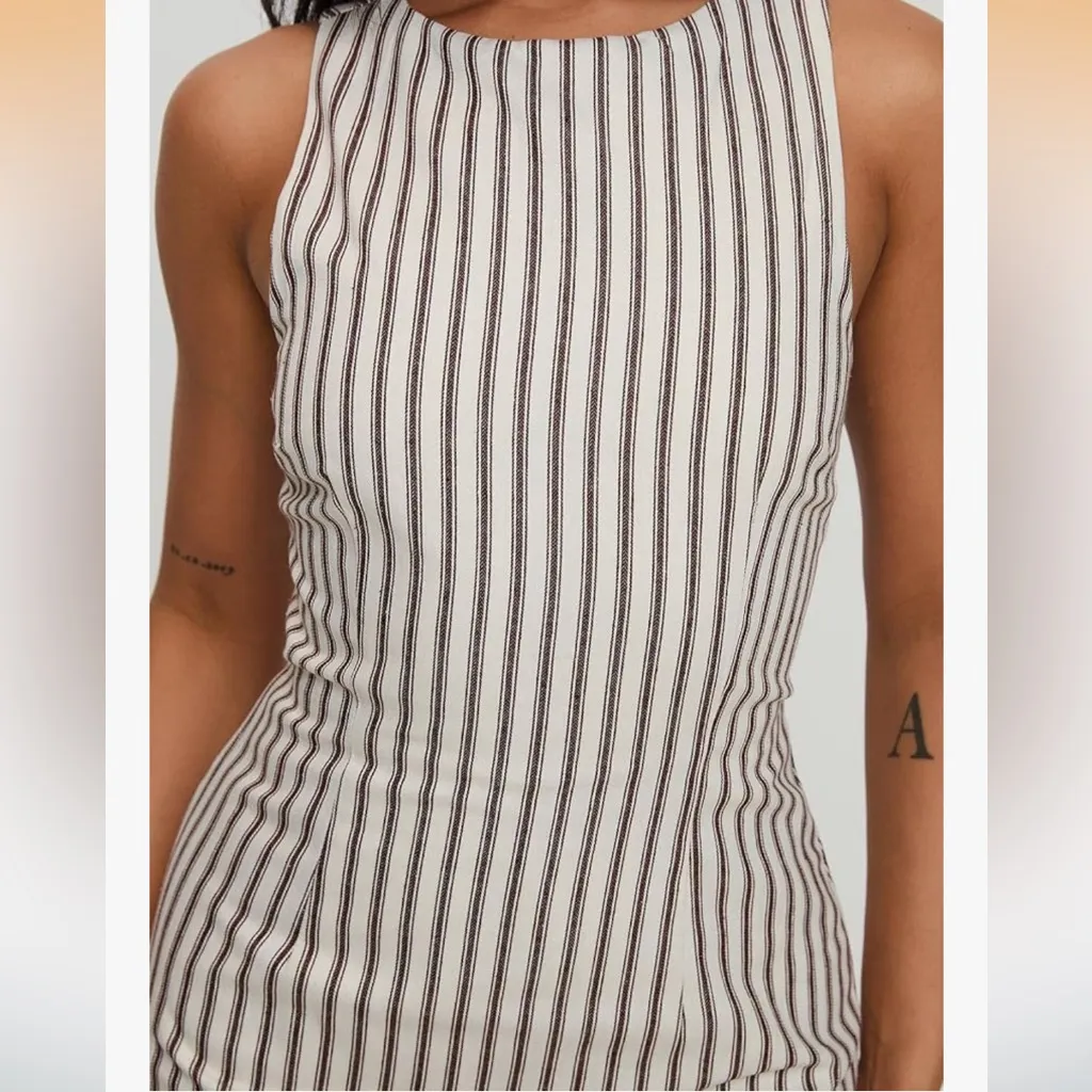 NWT Princess Polly Yumiko Romper Brown Stripe size 4 - Image 4