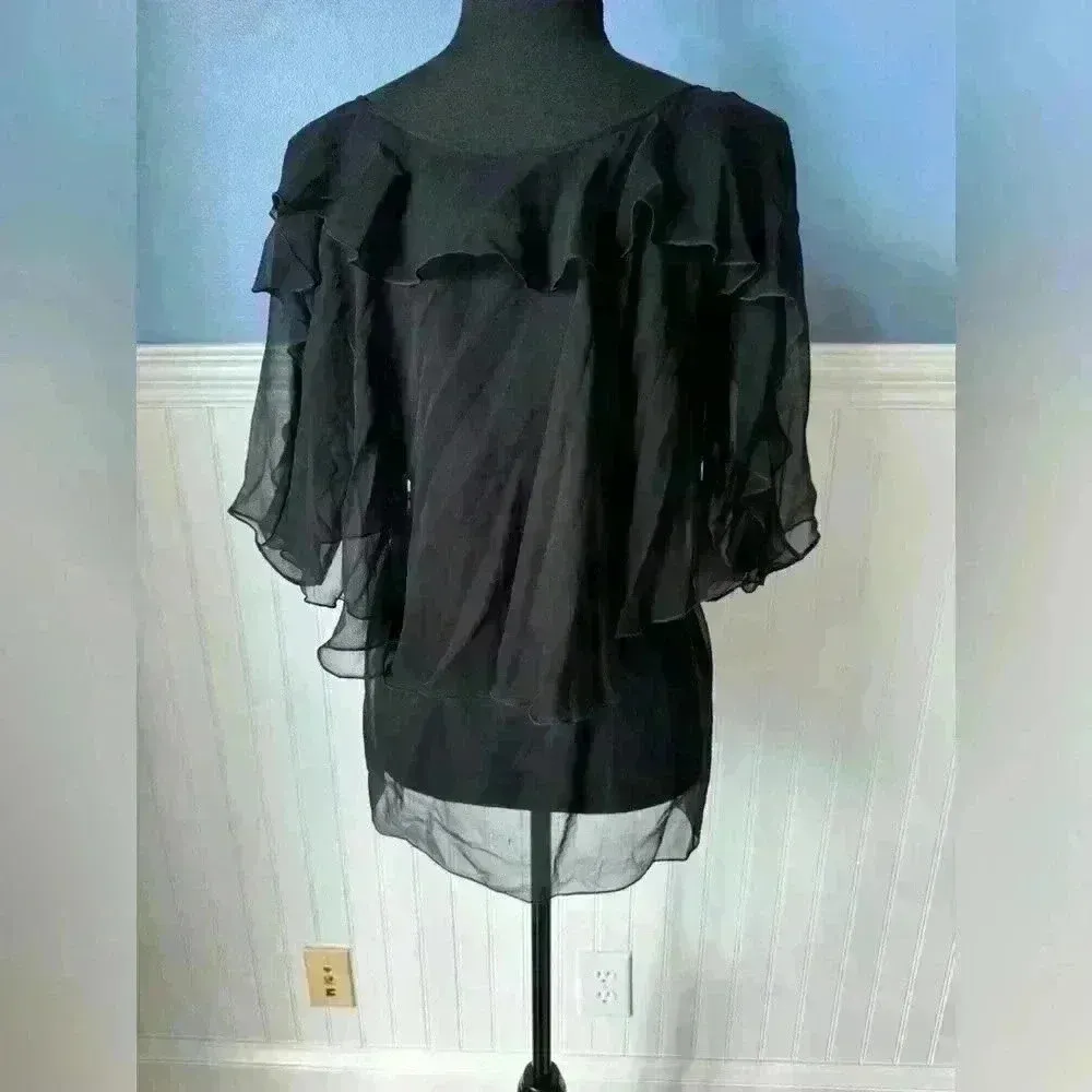 NWT Susana Monaco Nicole Sheer Black Top ~ Showroom Sample ~ GORGEOUS! - Image 3