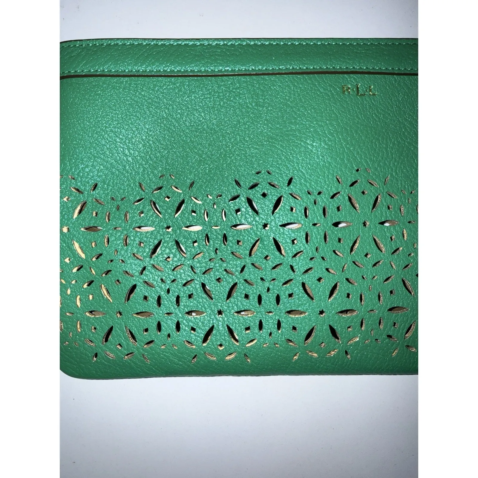 Lauren Ralph Lauren Chantilly Slim Wallet Pouch Clutch Lawn Green Ladies M - Image 2