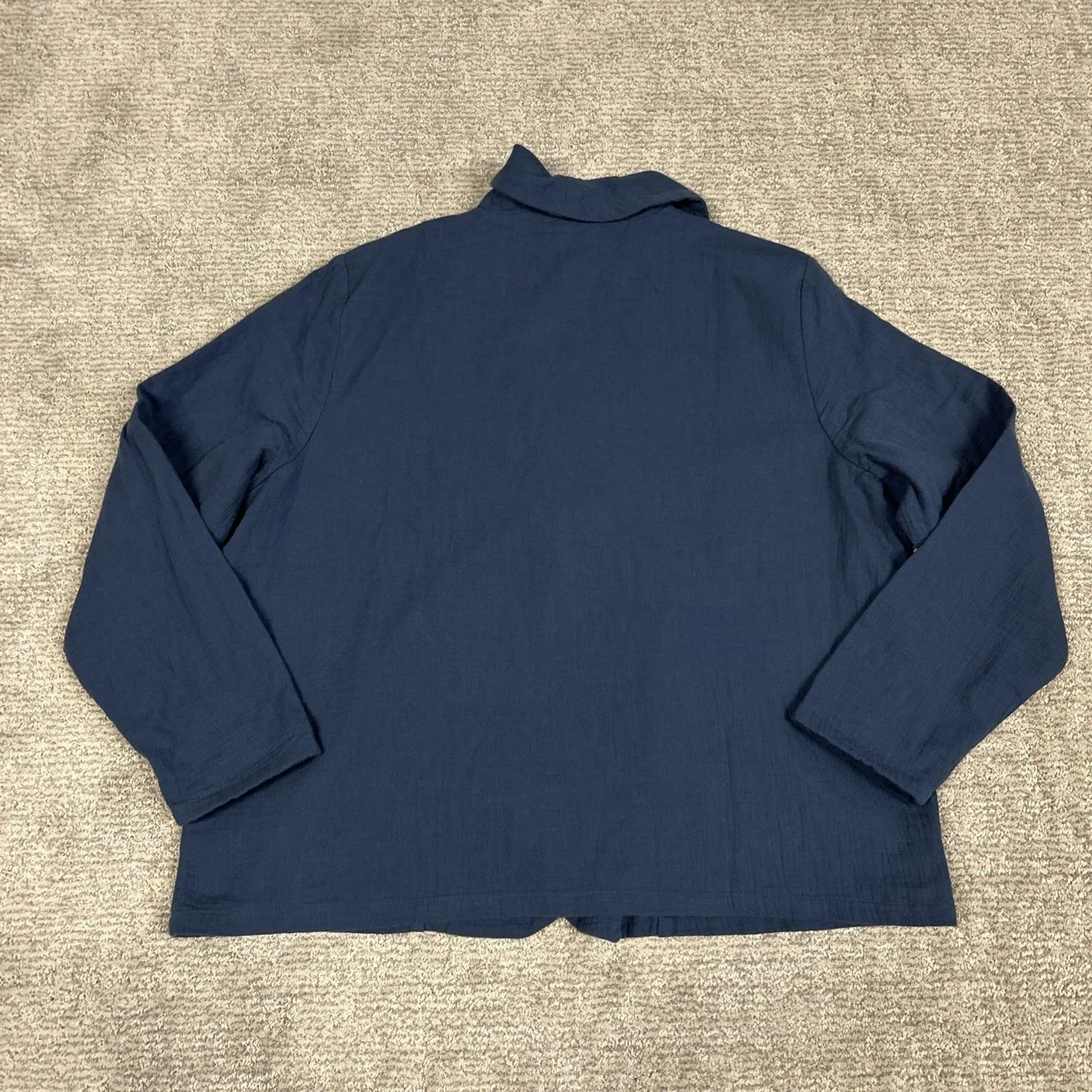 Pact Coastal Double Gauze Blazer Jacket Womens XL Blue One Button Pockets - Image 6