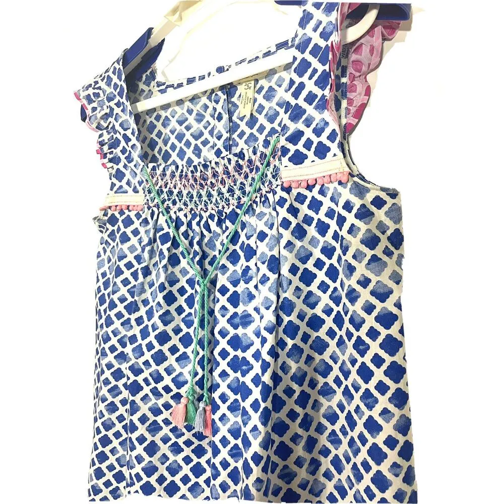 Matilda Jane Adventure Begins Womens Wandering Waters Top Blue Smocked Small - Image 5