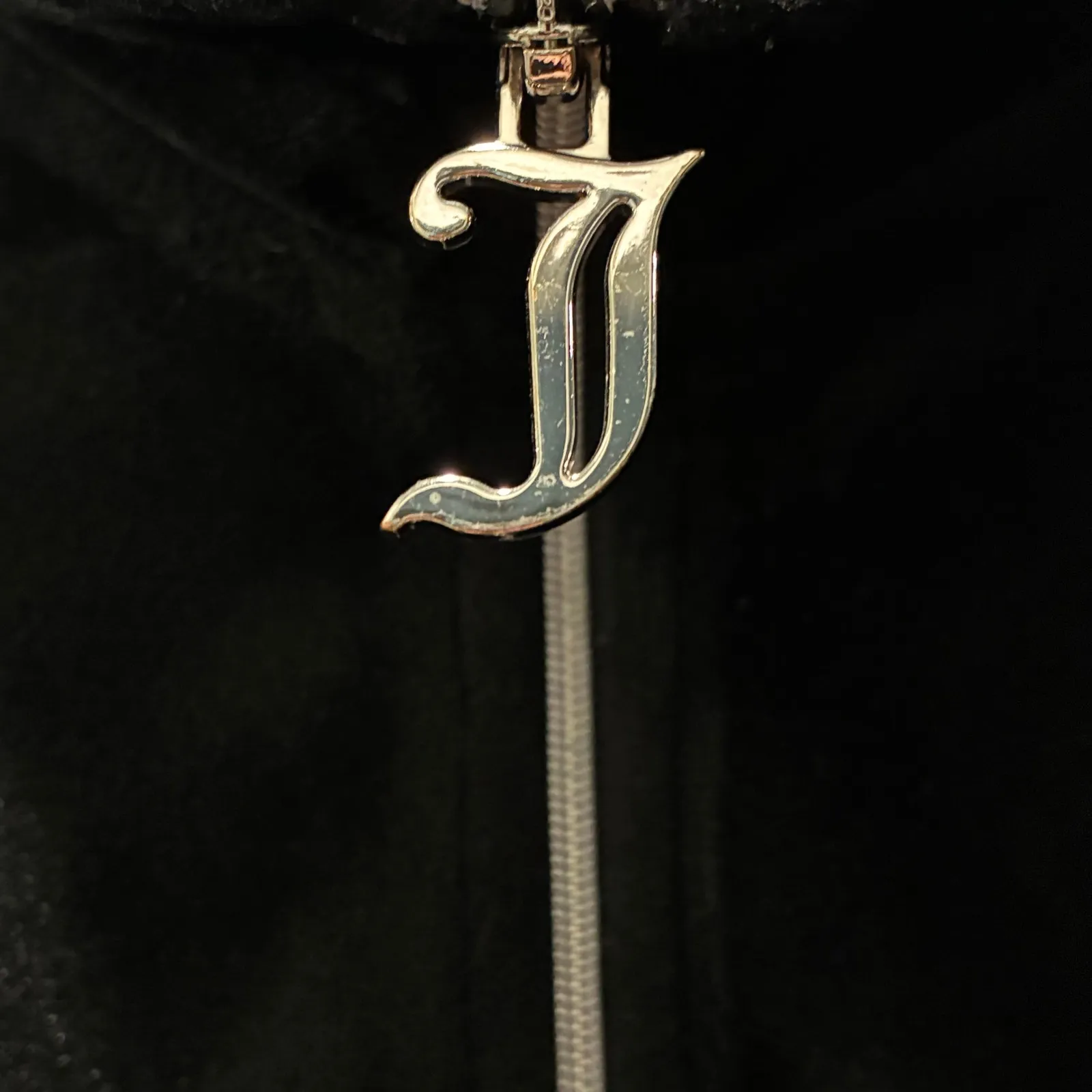 Juicy Couture Jacket Velour Zip Up Rhinestones Sweatshirt White Label Black XL - Image 7