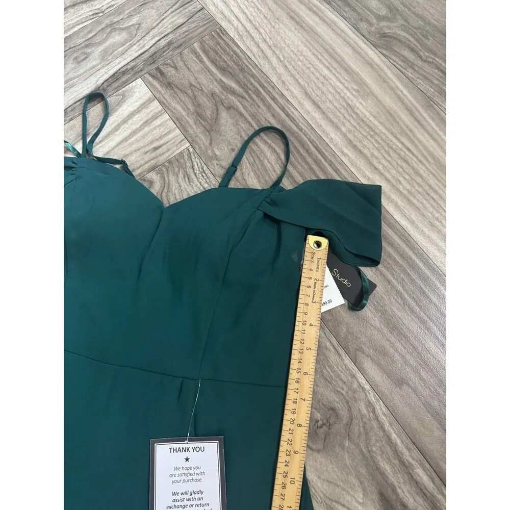 CITY STUDIOS Gown Juniors Dark Forest Cold Shoulder Lace Up Back Size 15 Green - Image 7