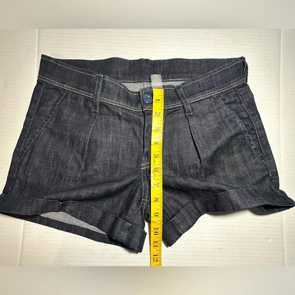 7 For All Mankind‎ Shorts Women’s Size 25 Dark Blue Pleated Denim Pockets Summer - Image 4