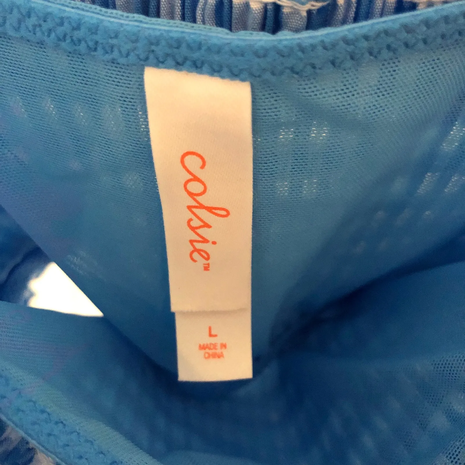 Colsie NWT Women's Gingham Woven Bandeau Bralette Size L Blue Size L - Image 5