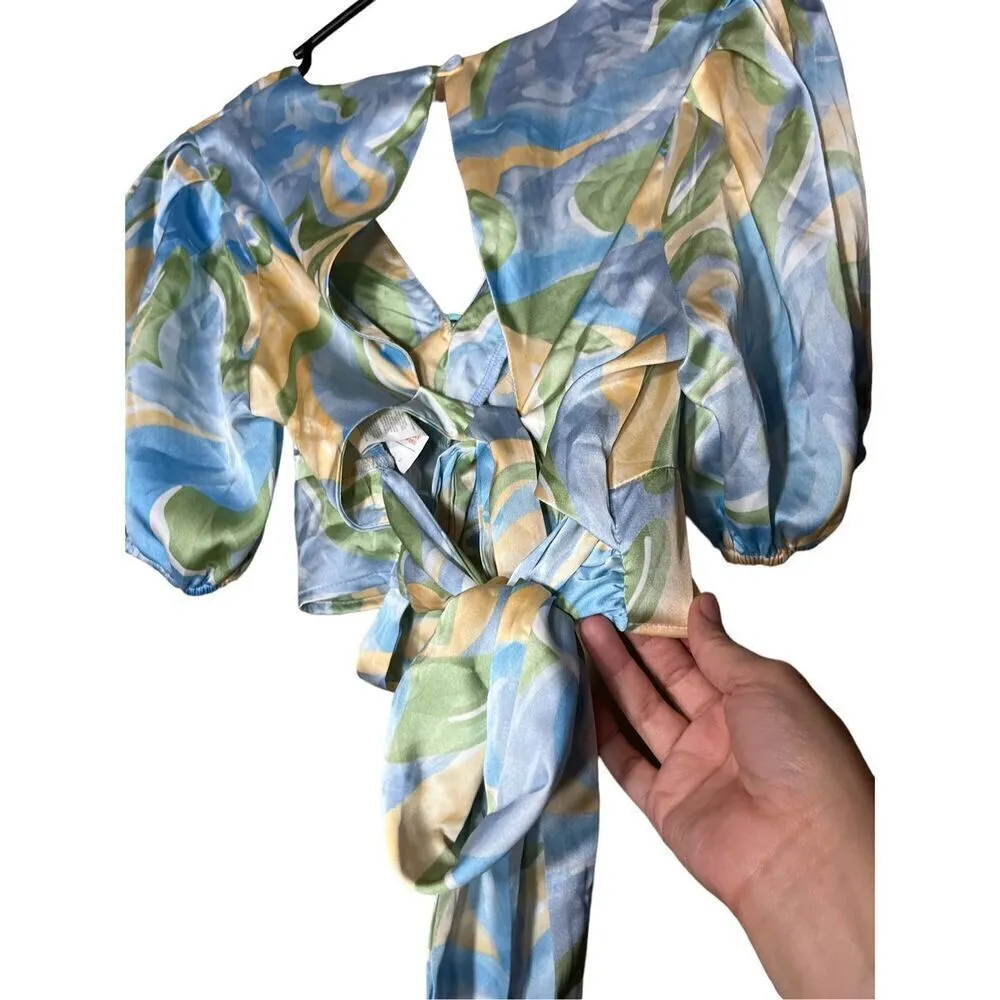 Nasty‎ Gal Blue Satin Crop Top Size 2 - Image 8