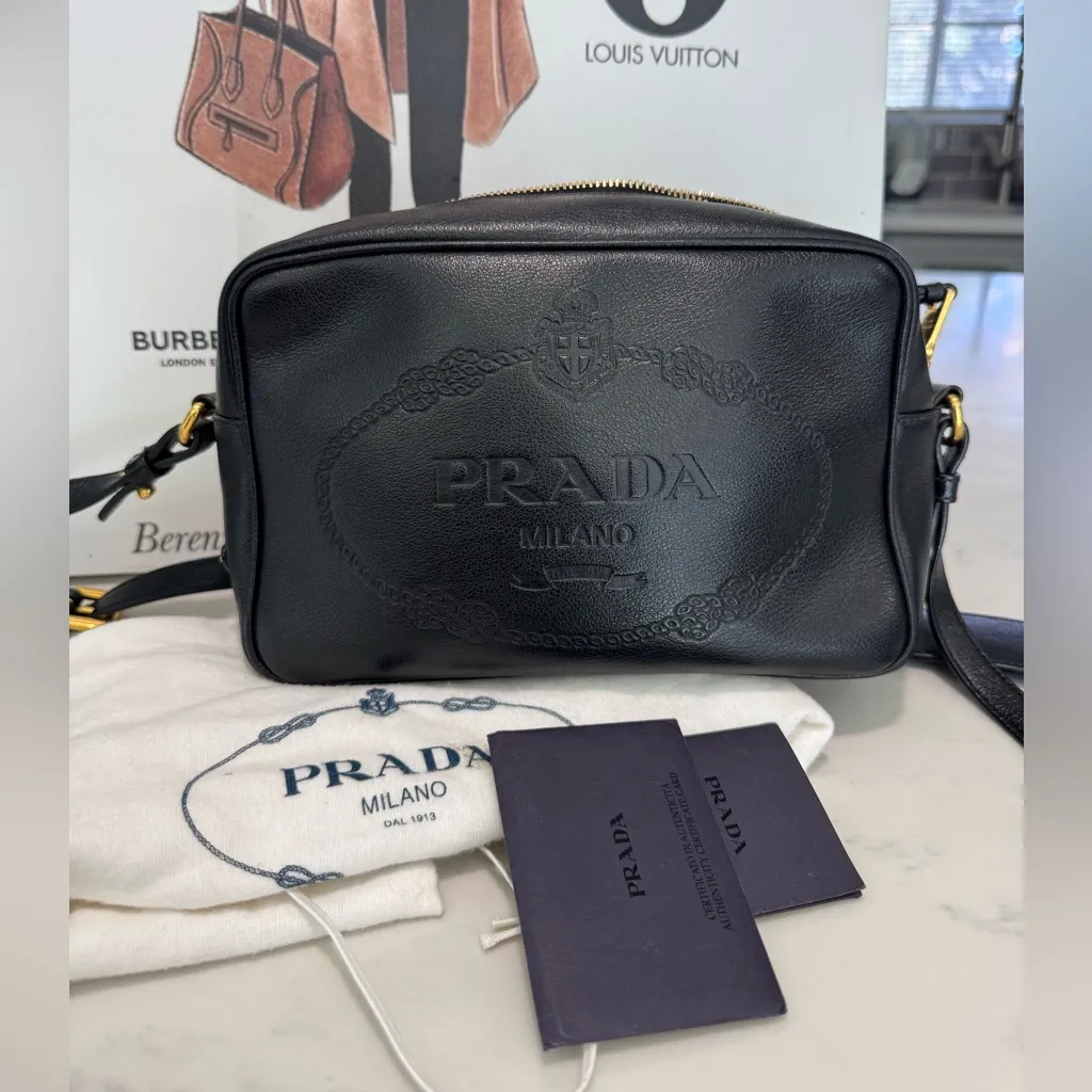 Prada bandoliera Black Glace Calf Leather crossbody bag - Image 16