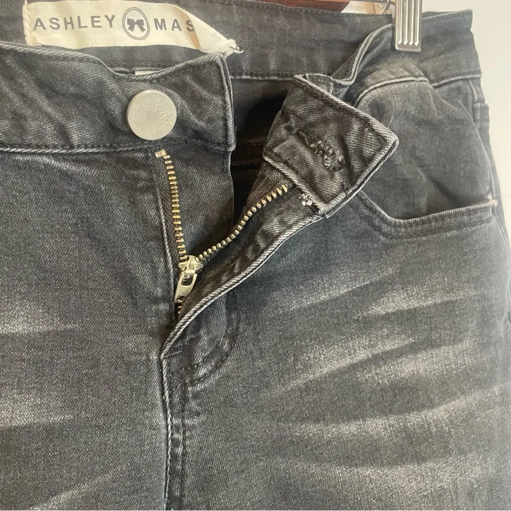 Ashley Mason Black Moto Skinny Jeans – Ankle Zip, Raw Hem, Size 5 Juniors - Image 8