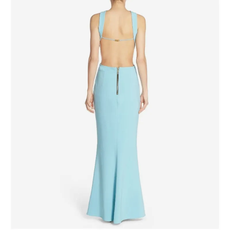 Maria Bianca Nero Aqua Backless Stretch Cutout Mermaid Dress Size 4 - Image 5