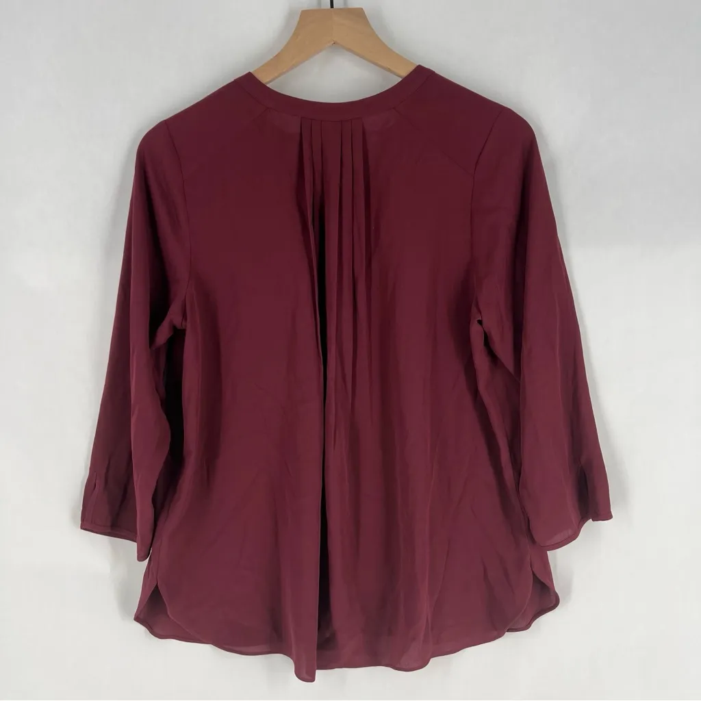 NYDJ‎ 3/4 Perfect Pintuck Blouse Grenache Chiffon NWT Size S - Image 11
