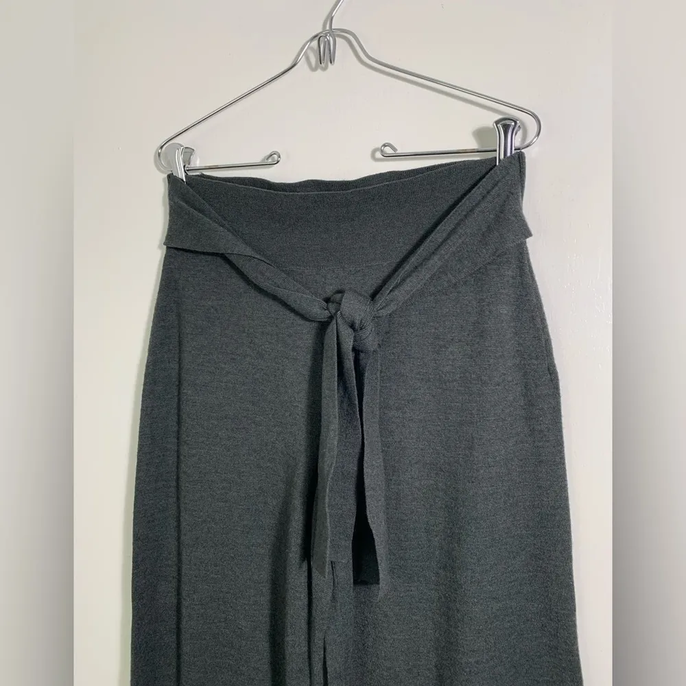 Moth, Anthropologie, gray knit, wool blend, tie front, cropped pants, S - Image 2