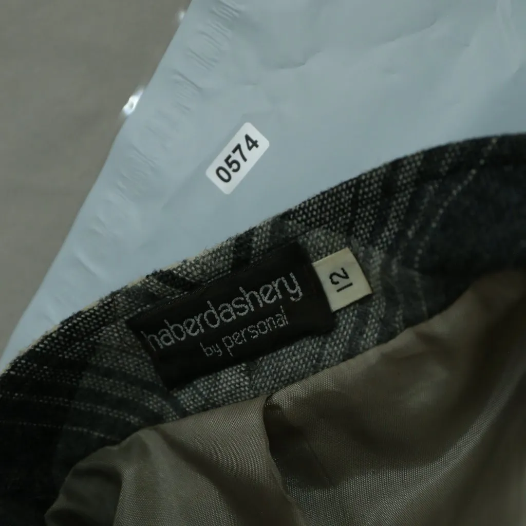 Vintage Haberdashery Plaid Belted Blazer Quiet Luxury Minimalist 80s (Size 12) Gray - Image 7