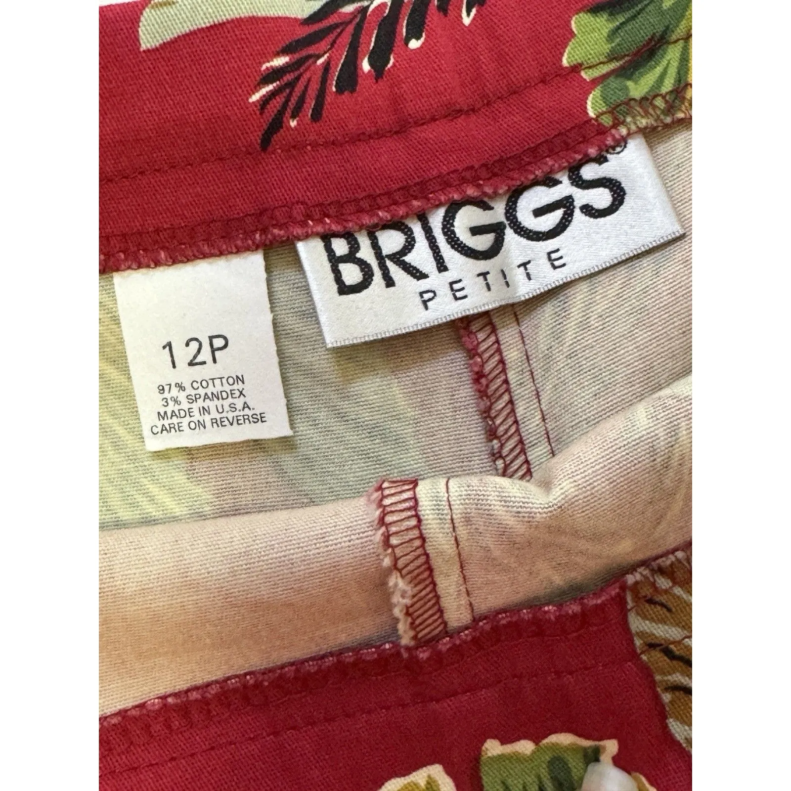 NWT Tropical Floral Print Cropped BRIGGS Pants 12P Petite Stretch Resort Wear - Image 4