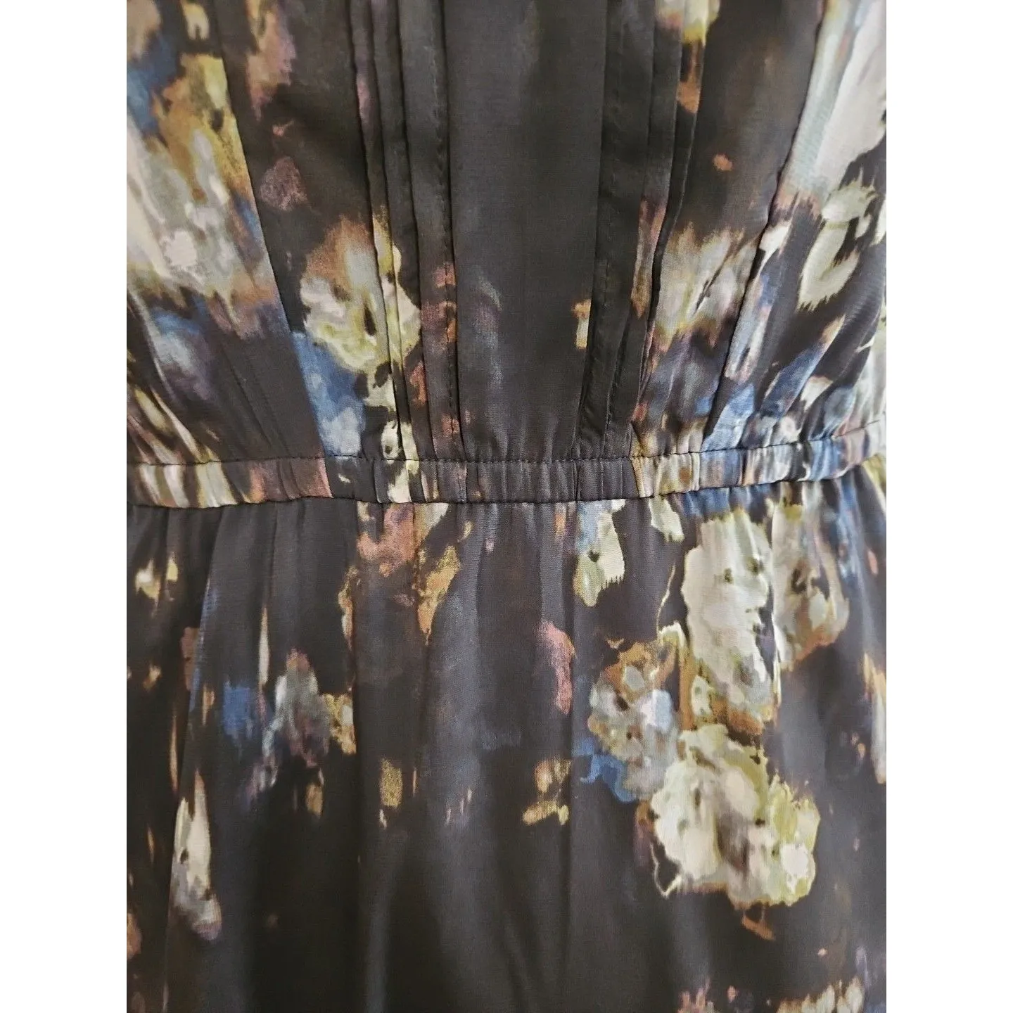 SIMPLY VERA WANG Watercolor CHIFFON V-NECK DRESS Sz P L PL Hankerchief Hem NWT - Image 7