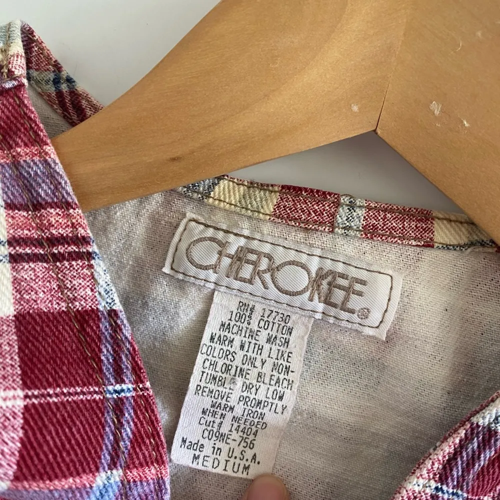 Vintage Cherokee Red Plaid Button-Up Vest - Image 3